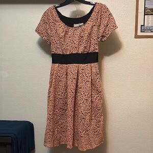 EShakti Women’s Dress Sz 10 Peach 🍑 Lace overlay with pockets, smocked waist